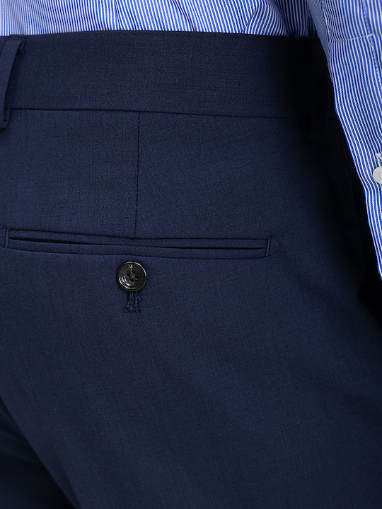 Elastic Trousers in Slim Fit Blue