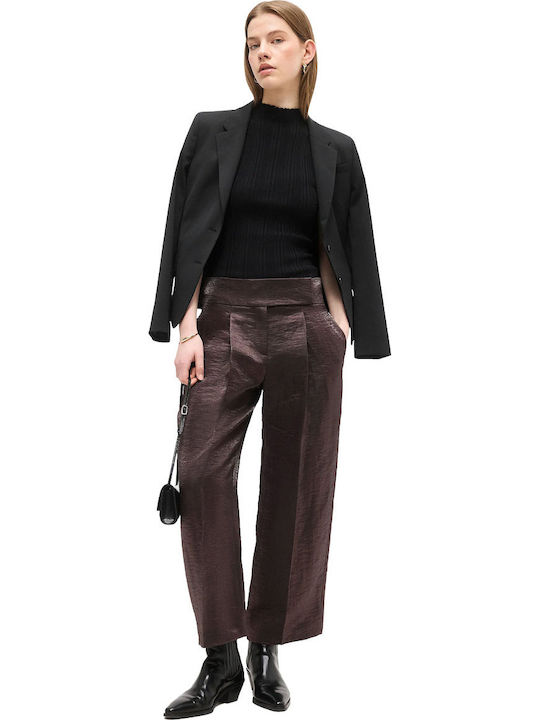 Women's Linen Trousers Dark Brown
