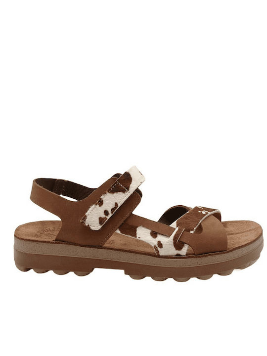 Leather Women's Flat Sandals Cacao Cow