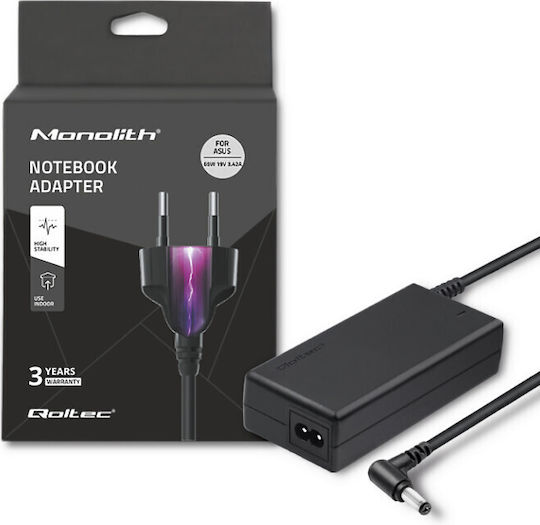 Qoltec Laptop Charger 65W 19.0V 3.42A for Asus without Power Cord