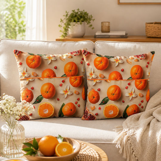 Kotonia Home Sofa Cushion 100% Cotton Orange 50x50cm