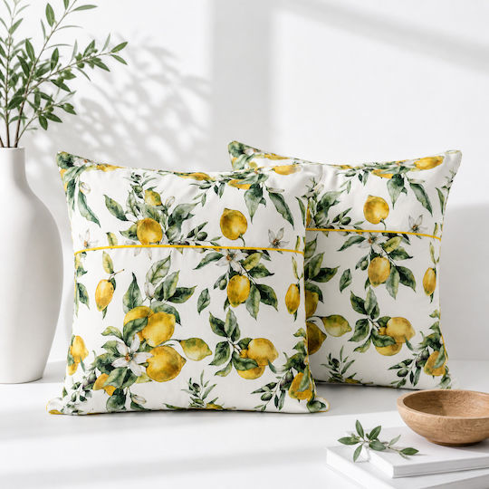 Kotonia Home Sofa Cushion 100% Cotton Yellow 50x50cm