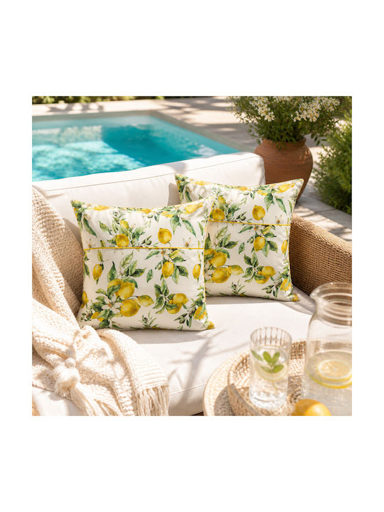 Kotonia Home Sofa-Kissen aus 100% Baumwolle Gelb 50x50cm