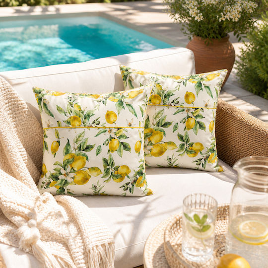 Kotonia Home Sofa Cushion 100% Cotton Yellow 50x50cm