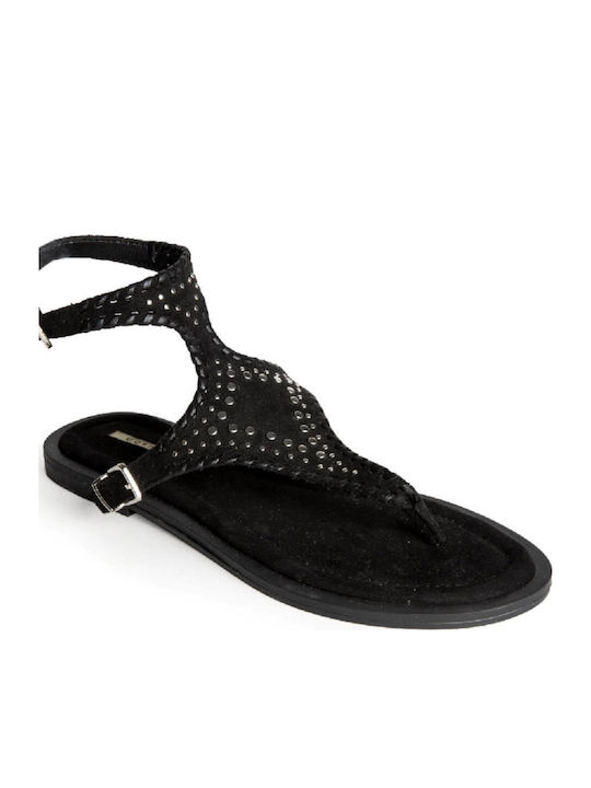 Damen Flache Schwarze Sandalen