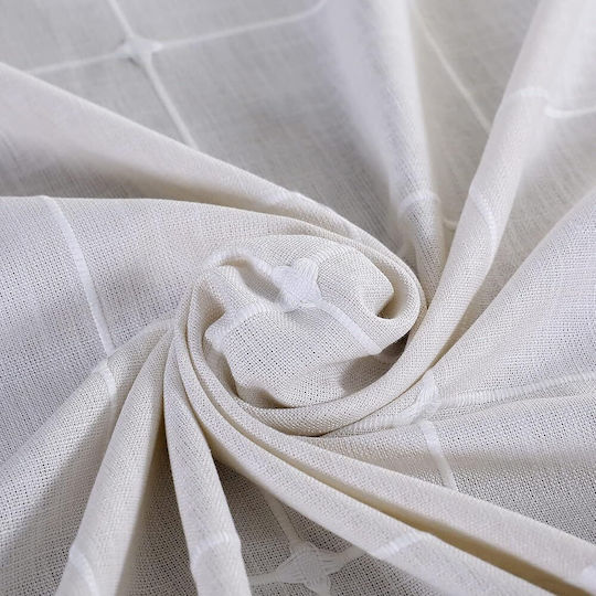 FRIPIA Linen Tablecloth With White Embroidery 140x300cm