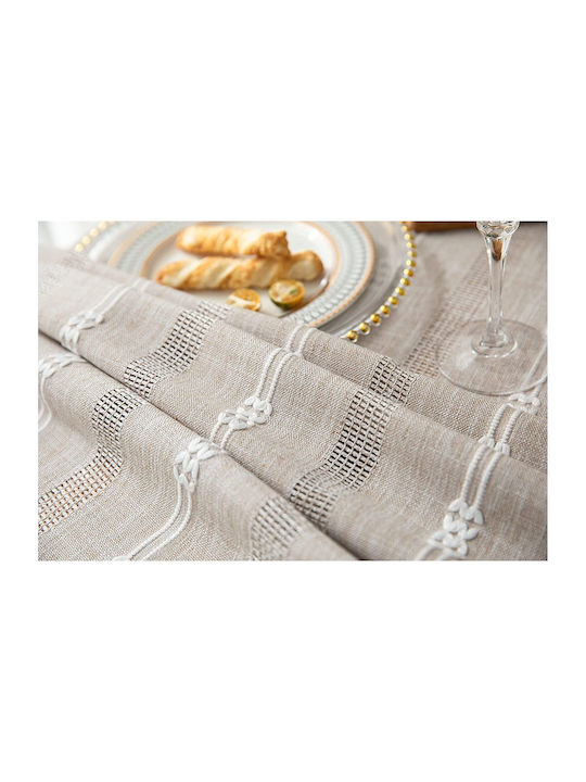 FRIPIA Față De Masă Din In Cu Broderie Bej 140x220cm