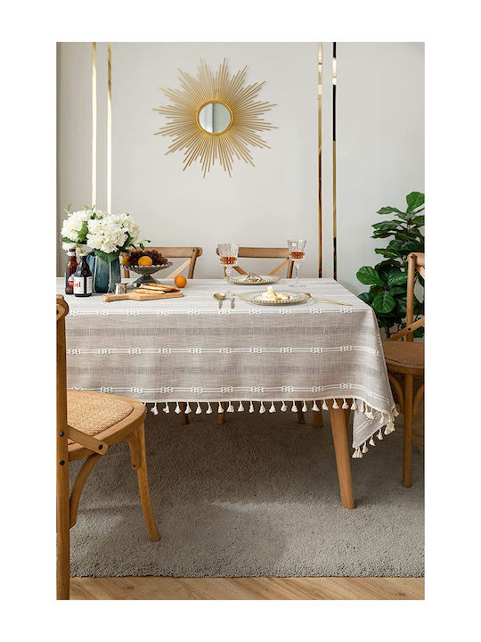 FRIPIA Față De Masă Din In Cu Broderie Bej 140x220cm