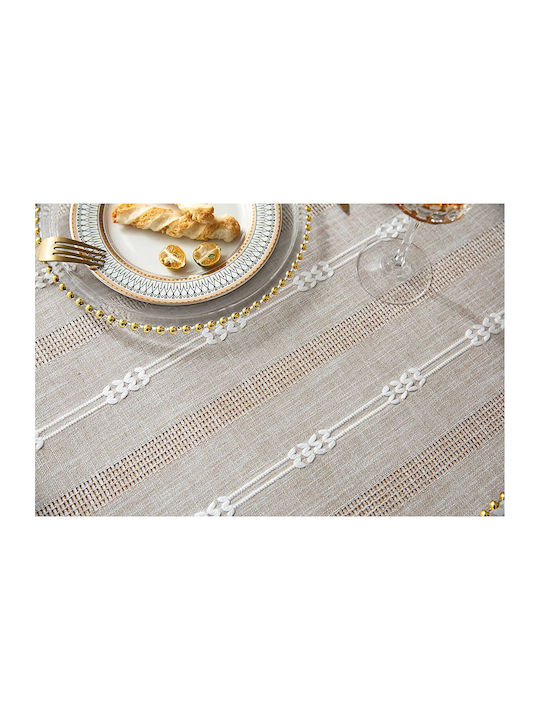 FRIPIA Față De Masă Din In Cu Broderie Bej 140x220cm