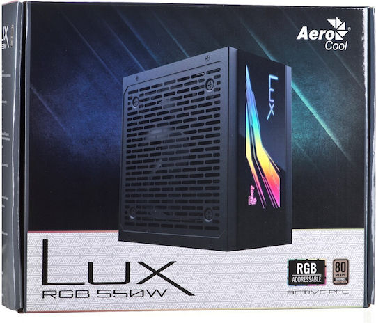 Aerocool LUX RGB 550W Μαύρο Τροφοδοτικό Υπολογιστή Full Wired 80 Plus Bronze