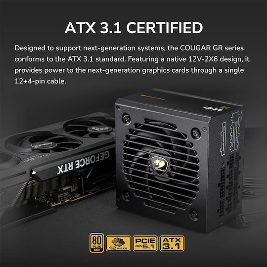 Cougar CGR GDN-750 750W Μαύρο Τροφοδοτικό Υπολογιστή Full Modular 80 Plus Gold