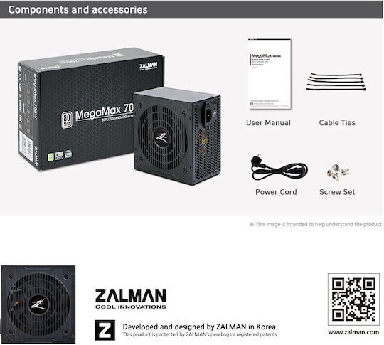 Zalman MegaMax ZM700-TXII 700W Black Computer Power Supply Full Wired 80 Plus Standard