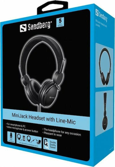 Sandberg MiniJack Headset with Line-Mic On Ear Căști Multimedia cu microfon și conexiune Jack de 3,5 mm