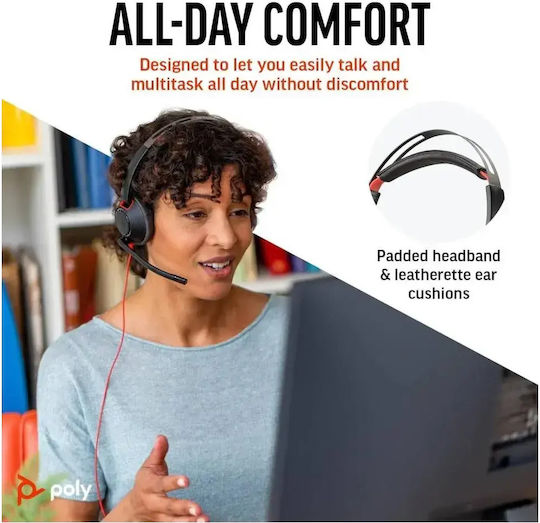 Poly Blackwire 5220 On Ear Multimedia Headphone with Microphone USB-C