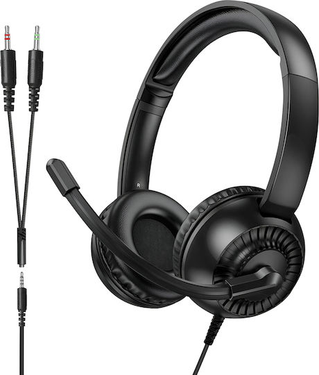 Hoco W112 Pure Надушници Мултимедийни слушалки с микрофон и връзка 3,5 мм жак в Черен цвят