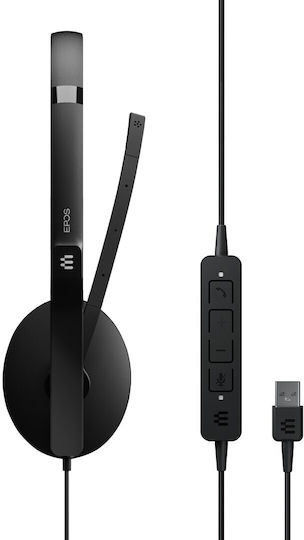Epos Adapt 160 USB II На ушите / Надушници Мултимедийни слушалки с микрофон и връзка USB-A в Черен цвят