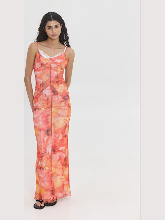 Summer Maxi Slip Dress Orange
