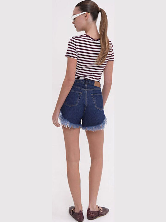 Sac & Co Pantaloni Scurți Din Denim Cu Talie Înaltă Pentru Femei Albastru Închis