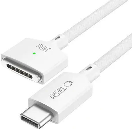 Tech-Protect Ultraboost Macbook Magnetic USB 2.0 Cable USB-C male - Magsafe 3 140W Λευκό 2m MMC01