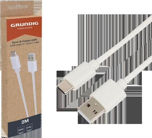 Grundig USB 2.0 Cable USB-C male - USB-A Λευκό 2m 19.02.0078