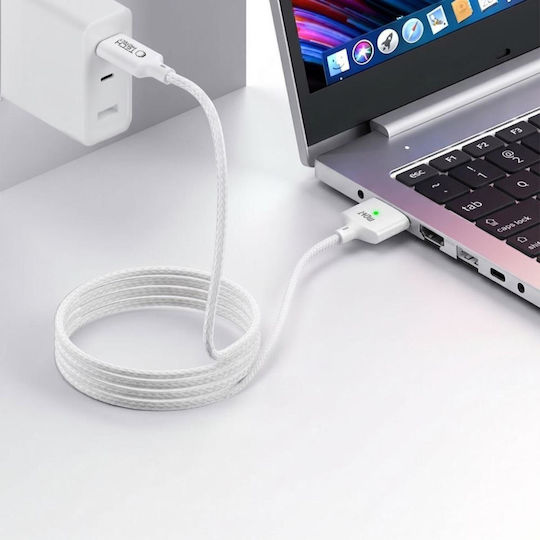 Tech-Protect Ultraboost Macbook Magnetic USB 2.0 Cable USB-C male - Magsafe 3 140W Λευκό 2m MMC01
