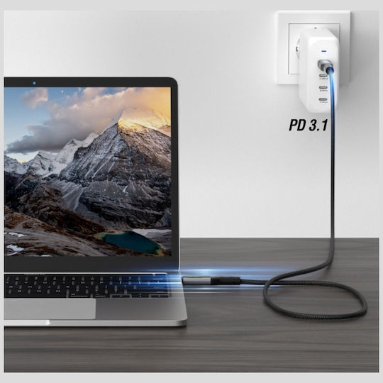 4Smarts LED / Magnetic USB 4 Video Cable USB-C male - USB-C 240W PD Μαύρο 1.5m 541438