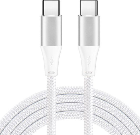 iBox Braided USB 2.0 Cable USB-C male - USB-C 60W White 1m (IKUTC1W)