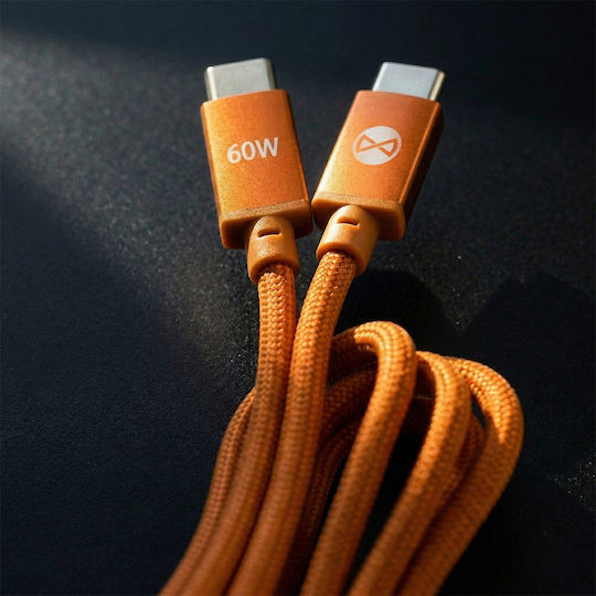 Forever USB 2.0 Cable USB-C male - USB-C 60W PD Πορτοκαλί 1m