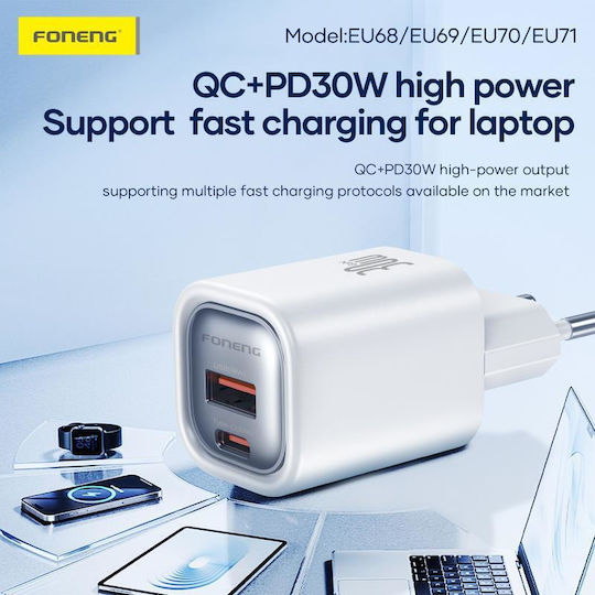 Foneng X26 USB 2.0 Cable USB-C male - micro USB-A Μαύρο 0.25m