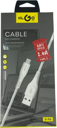 KLGO S-96 USB 2.0 Cable USB-C male - USB-A Λευκό 1m