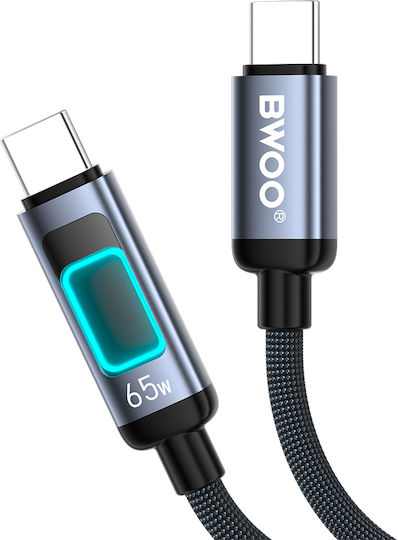 BWOO Braided USB 2.0 Cable USB-C male - USB-C 60W PD Μαύρο