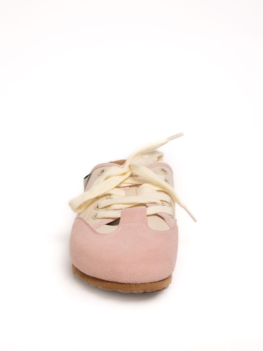 Leather Mules With Heel In Beige Colour