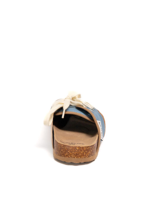 Suede Mules με Τακούνι σε Μπλε Χρώμα