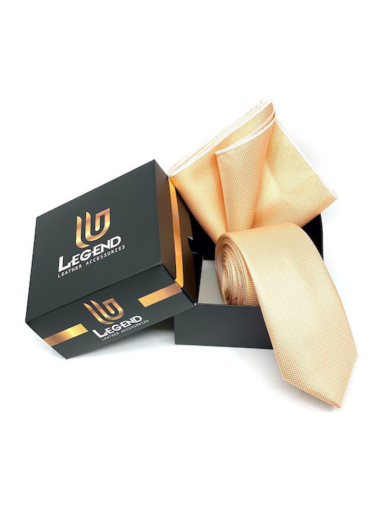 Legend Accessories Σετ Ανδρικής Γραβάτας Μονόχρωμη σε Πορτοκαλί Χρώμα