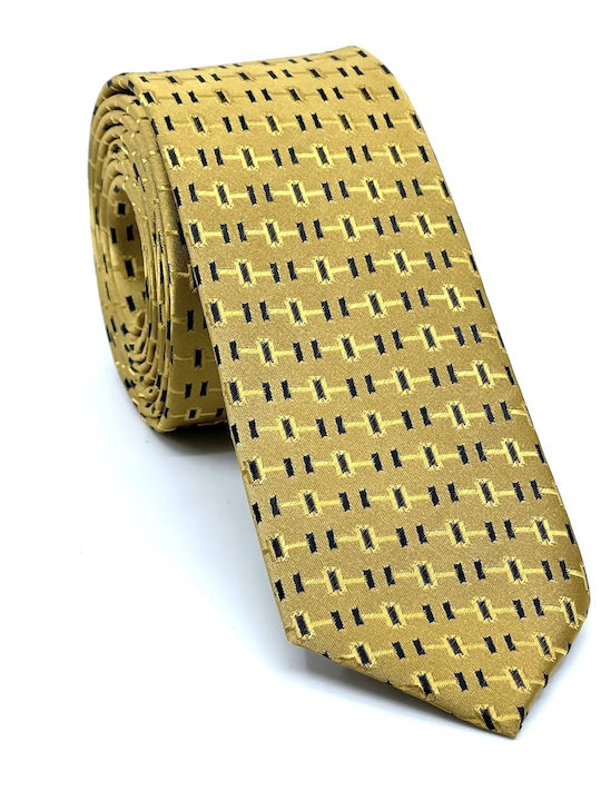 Legend Accessories Σετ Ανδρικής Γραβάτας με Σχέδια σε Χρυσό Χρώμα