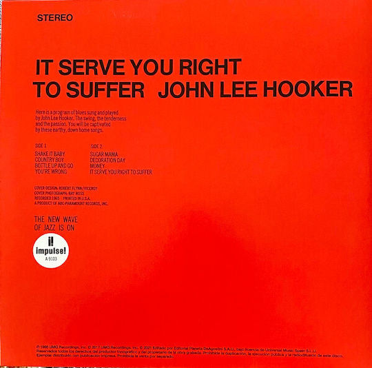 John Lee Hooker It Serve You Right To Suffer 1 Vinyl