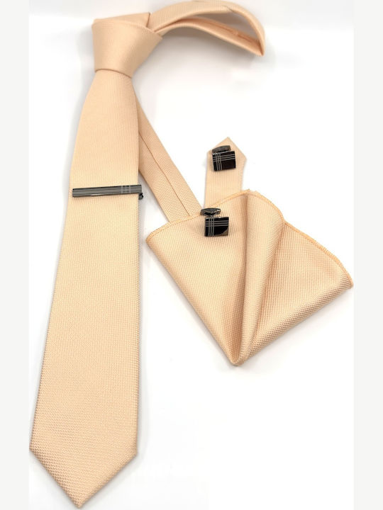 Legend Accessories Σετ Ανδρικής Γραβάτας Μονόχρωμη σε Πορτοκαλί Χρώμα