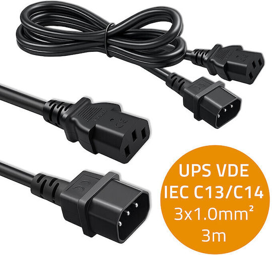 Qoltec IEC C13 - IEC C14 Cablu 3m Negru (53898)