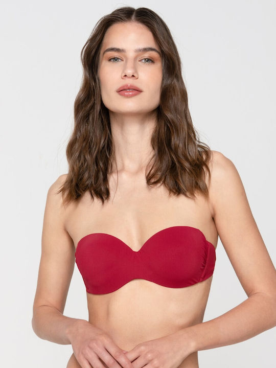 Sense Strapless Bikini Top Burgundy