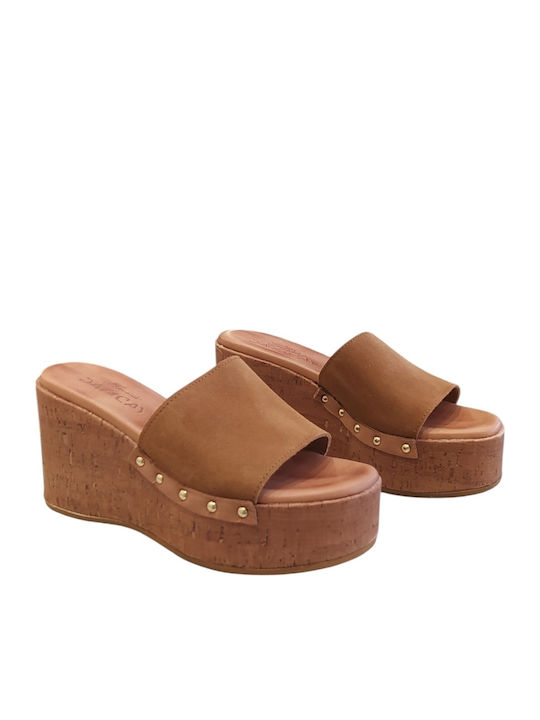 Damenplattformen Tabac Braun