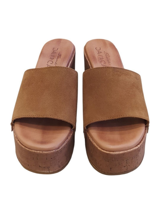 Damenplattformen Tabac Braun