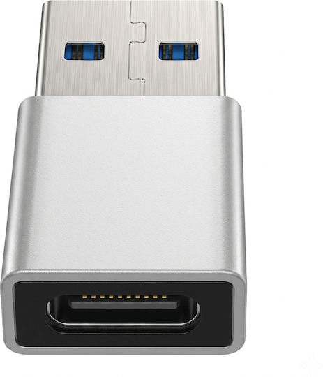 Blue Star Μετατροπέας USB-A male σε USB-C female Λευκό 1τμχ