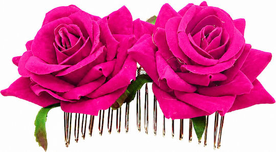 Zwillings Blumen Haarspangen Rosen Fuchsia
