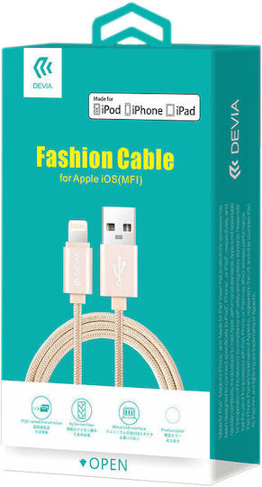 Devia MFI Geflochten USB-A zu Lightning-Kabel Gray 1.2m (BRA002460)