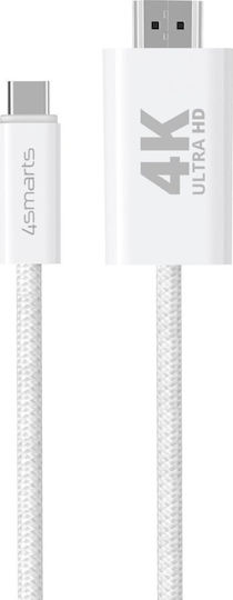 4Smarts Cablu HDMI de sex masculin - USB-C 2m Alb