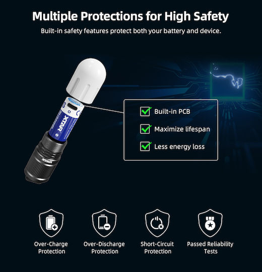 XTAR Επαναφορτιζόμενη Μπαταρία 16340 Li-ion 900mAh 3.7V