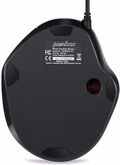 Perixx Perimice-517 Ergonomic Trackball Ενσύρματο Ποντίκι Μαύρο