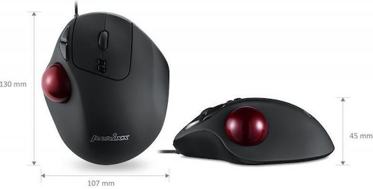 Perixx Perimice-517 Ergonomic Trackball Ενσύρματο Ποντίκι Μαύρο