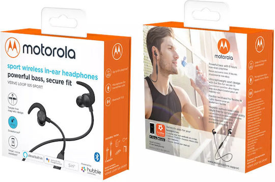 Motorola SP105 In-ear Bluetooth Handsfree Ακουστικά με Αντοχή στον Ιδρώτα Μαύρα