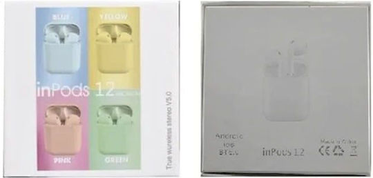 inPods 12 Earbud Bluetooth Handsfree Earphones with Sweat Resistance and Charging Case Yellow
